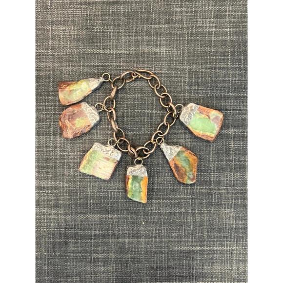 NEW A RARE BIRD women\'s large stone charm bracelet in multi color
